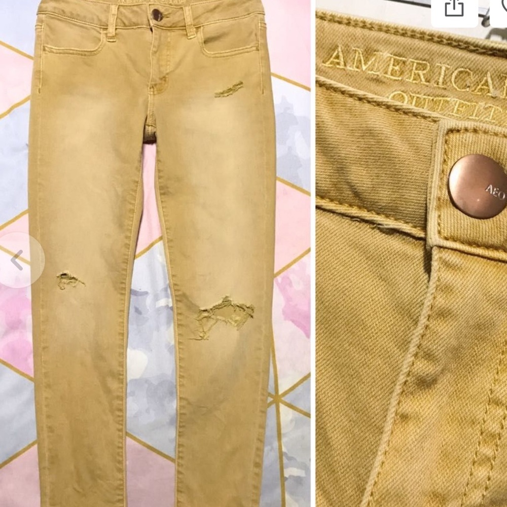 NWT American Eagle Super Stretch Skinny Jeans in Mustard Yellow